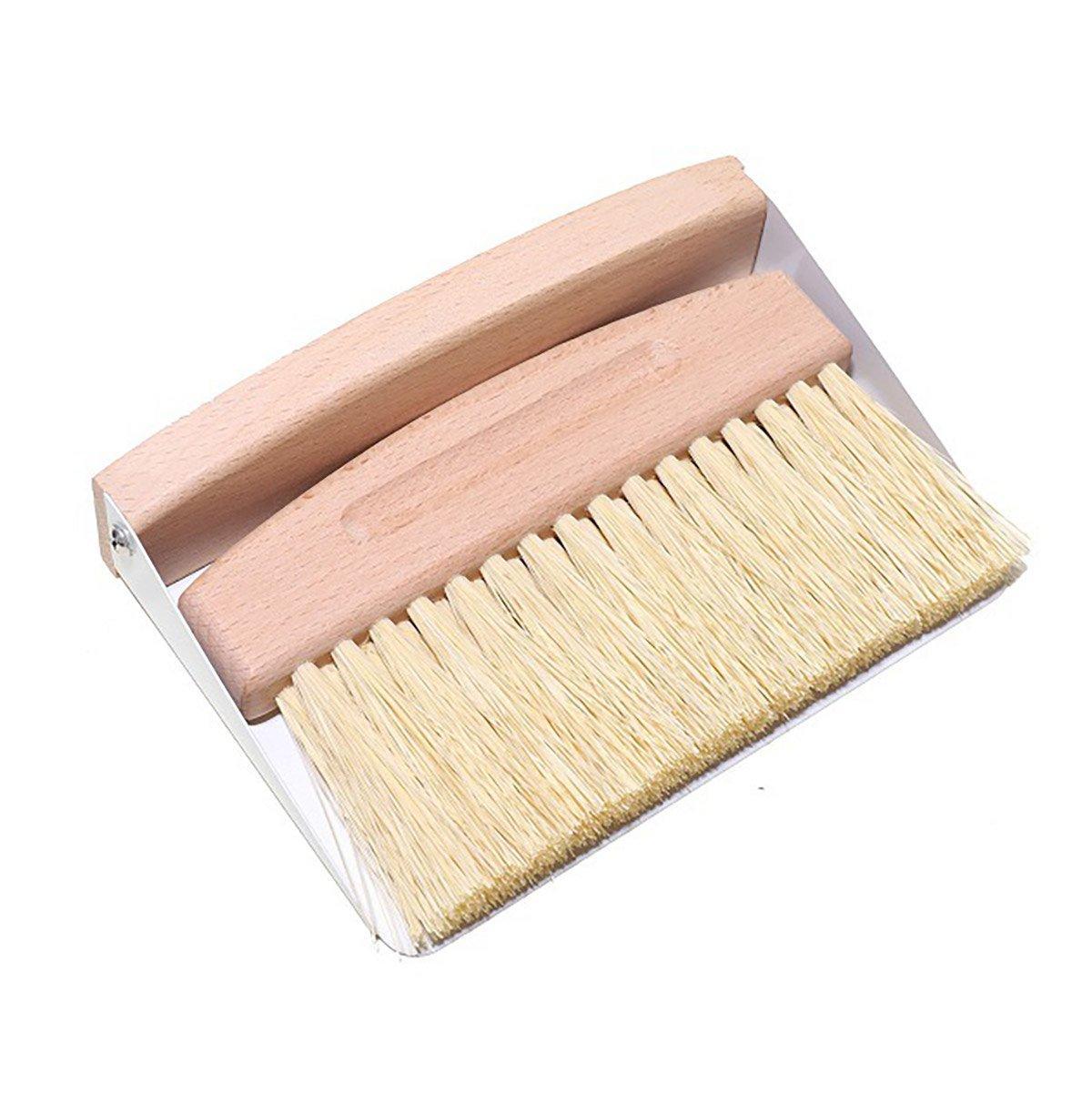 Mini White Brush Broom with Dustpan Car Desk Table Keyboard Cleaning Portable