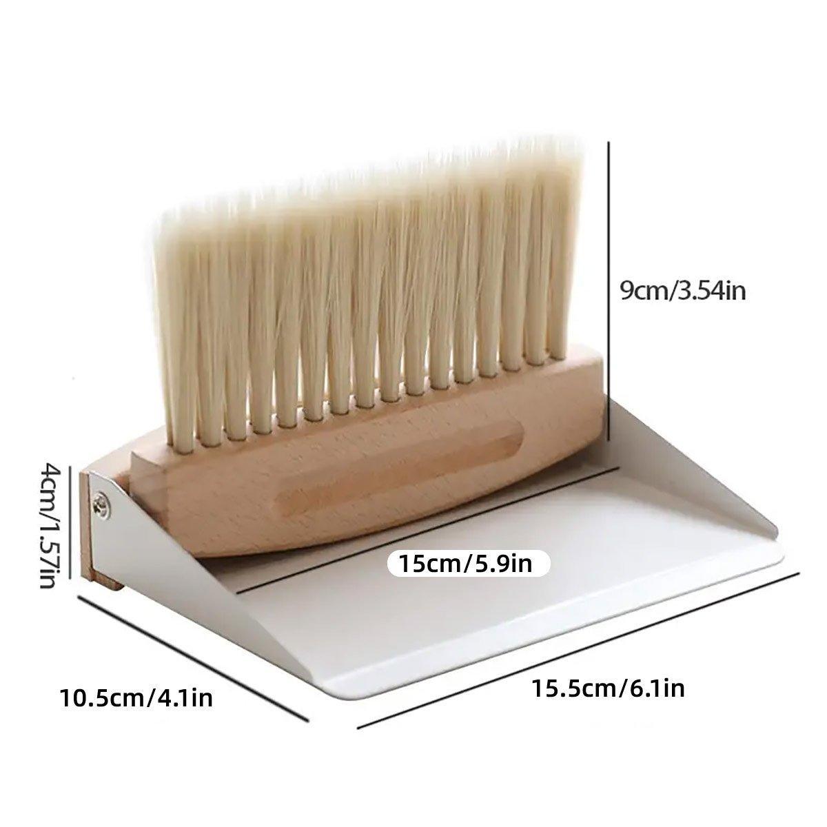 Mini White Brush Broom with Dustpan Car Desk Table Keyboard Cleaning Portable