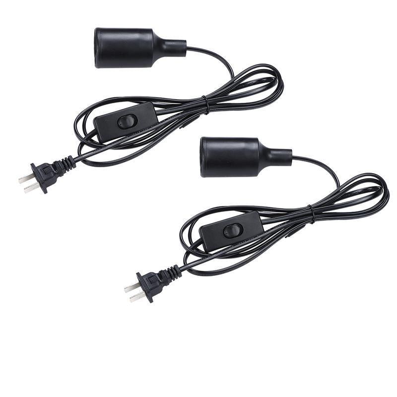 E27 Cable Cord With Switch Au Plug Pendant Lamp Base Light Bulb Holder Socket - Black 1PC
