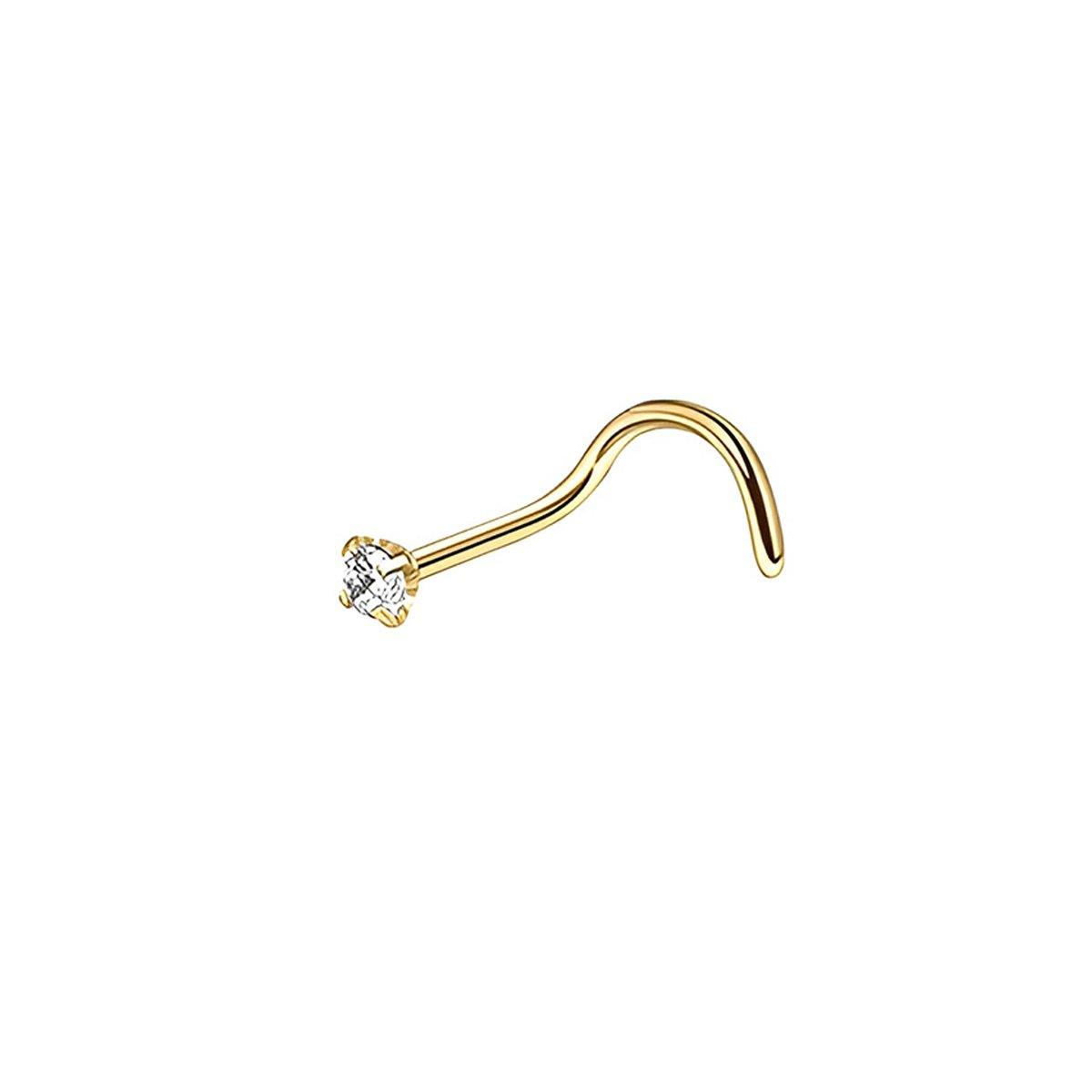 Stainless Steel Nosepiece with Gold Nose Stud Stylish Piercing Jewellery Women - L-Shaped Rod-2.5mm