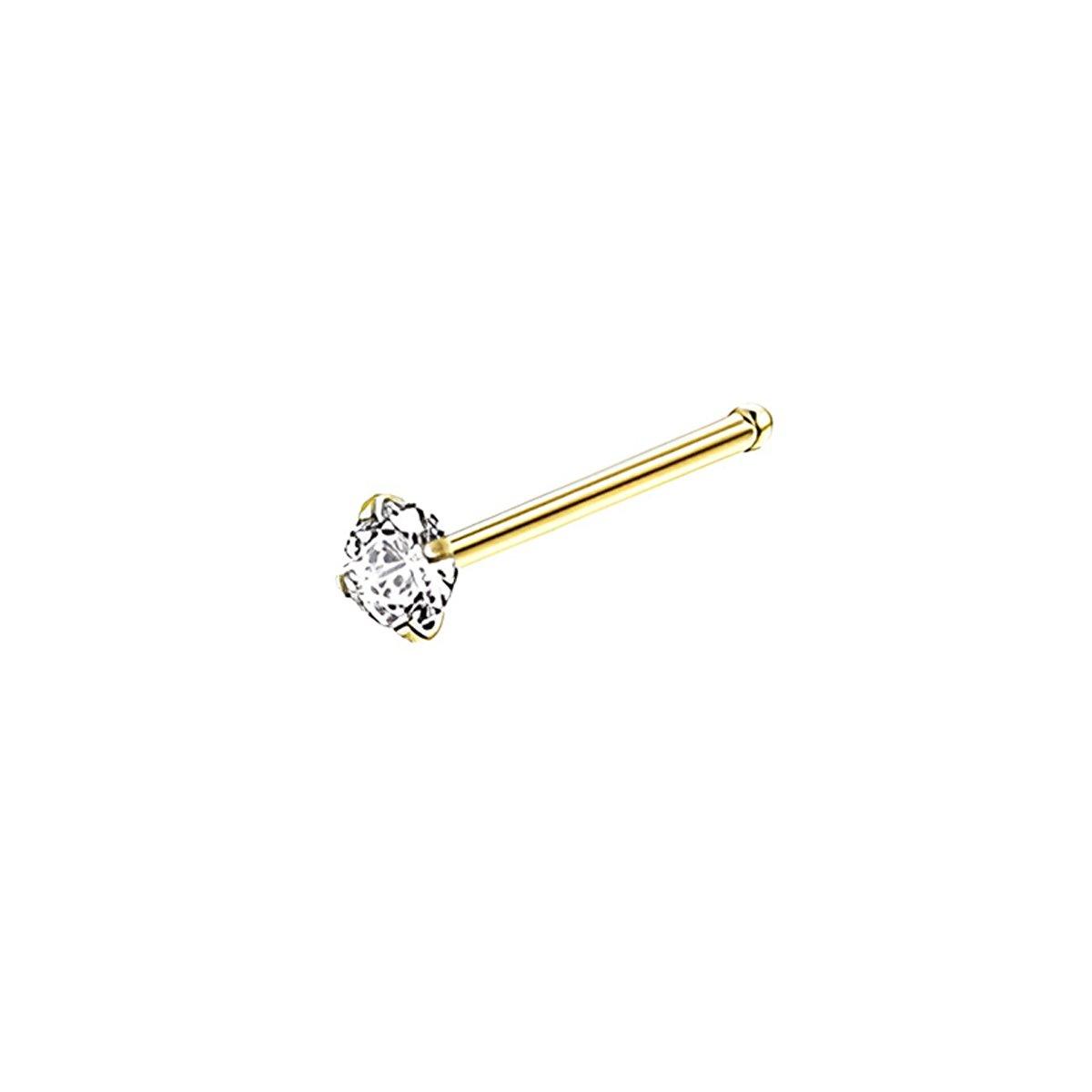 Stainless Steel Nosepiece with Gold Nose Stud Stylish Piercing Jewellery Women - S-Shaped Rod-2mm
