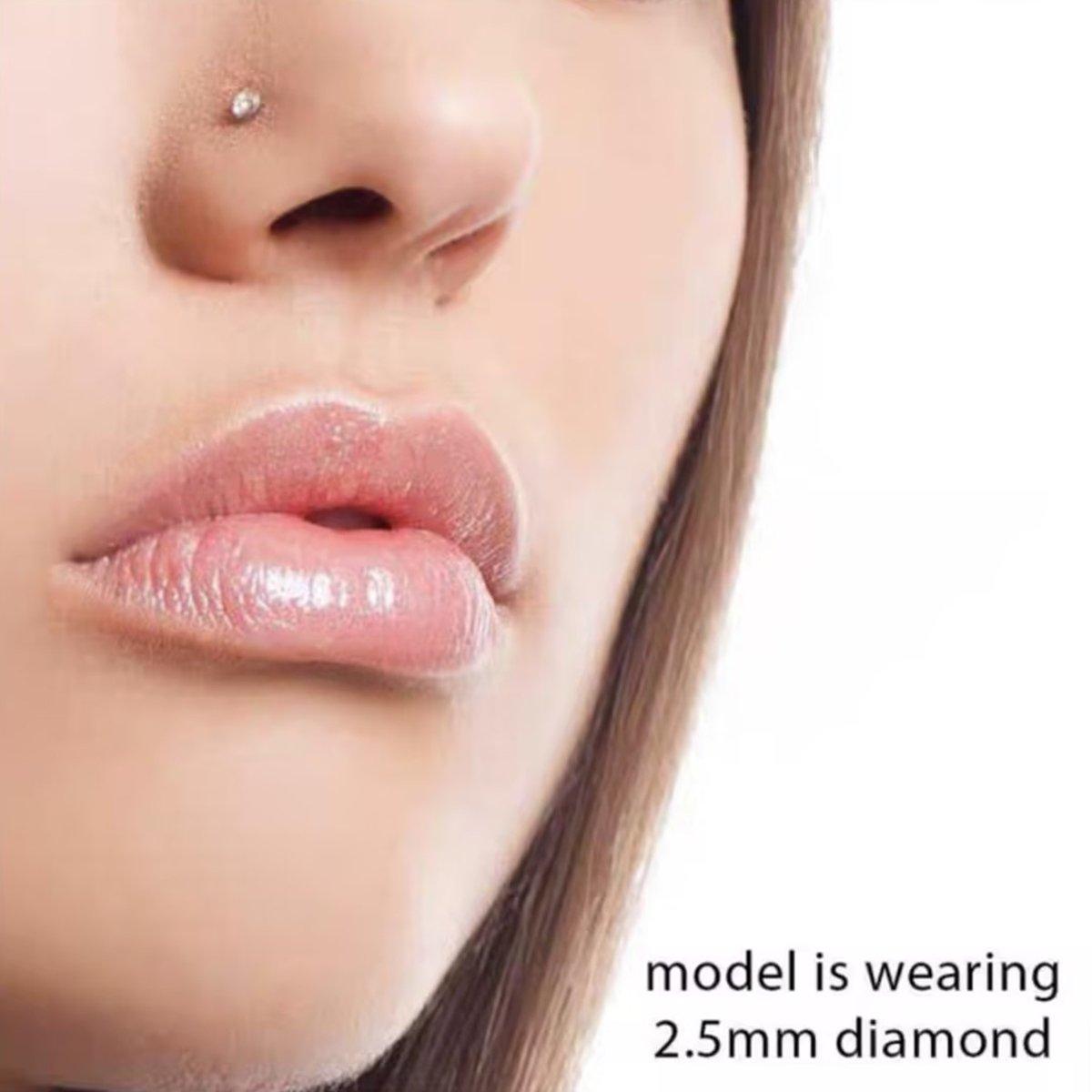 Stainless Steel Nosepiece with Gold Nose Stud Stylish Piercing Jewellery Women - Straight Rod-1.5mm