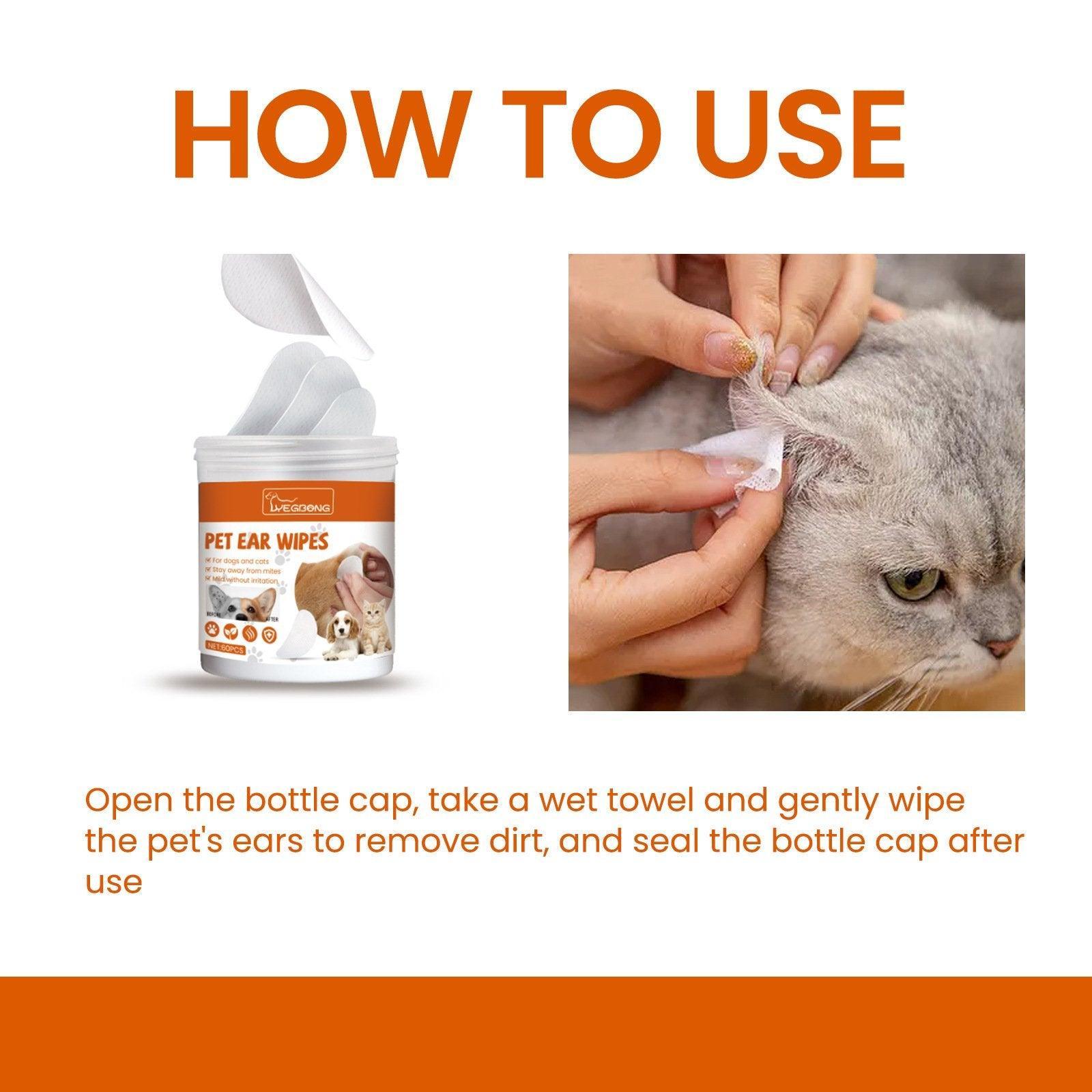 Pet Ear Wipes Gentle Cleaning Deodorizing Mite Removal Ear Wax Care Products