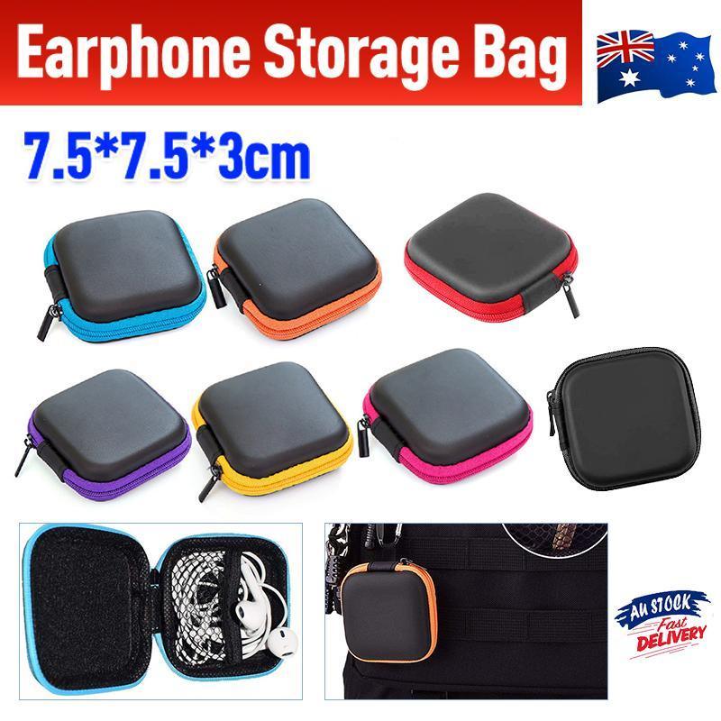 Portable Hard Case Pouch Storage Bag For Earphone Headphone Earbuds Cable - Rose Red