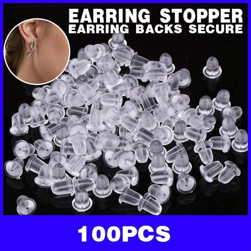 100PCS Clear Silicone Earring Backs Soft Hypoallergenic Stoppers 5mm