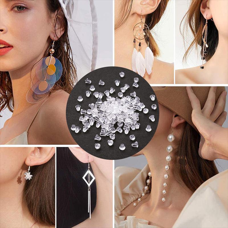 100PCS Clear Silicone Earring Backs Soft Hypoallergenic Stoppers 5mm