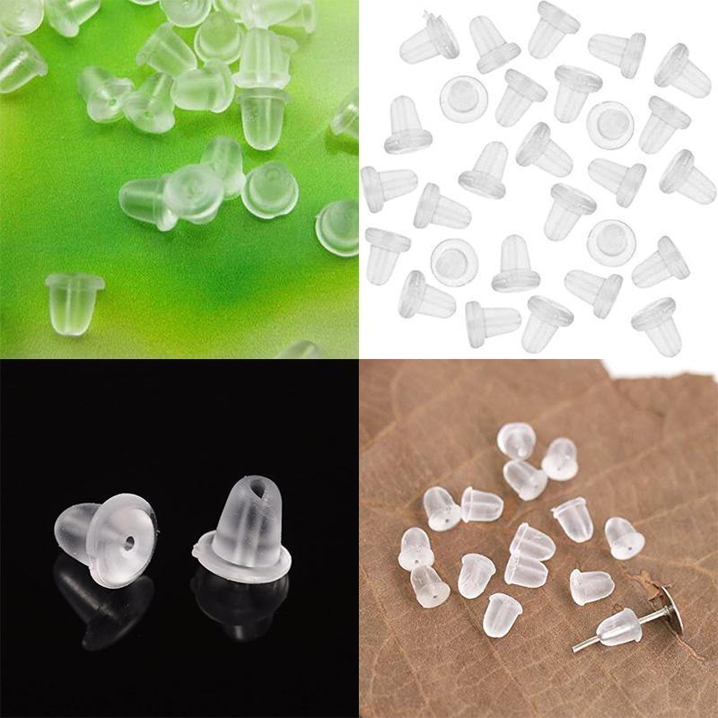 200 Rubber Earnuts Earring Nuts Findings Earring Backs Clear Plastic Dewsupplies