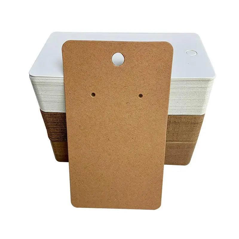 100Pcs Cardboard Earring Display Cards for Jewelry Accessories - White