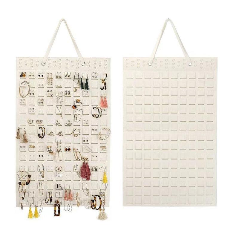 Hanging Jewelry Organizer Closet Necklace Holder Felt Jewelry Roll Jewelry - White