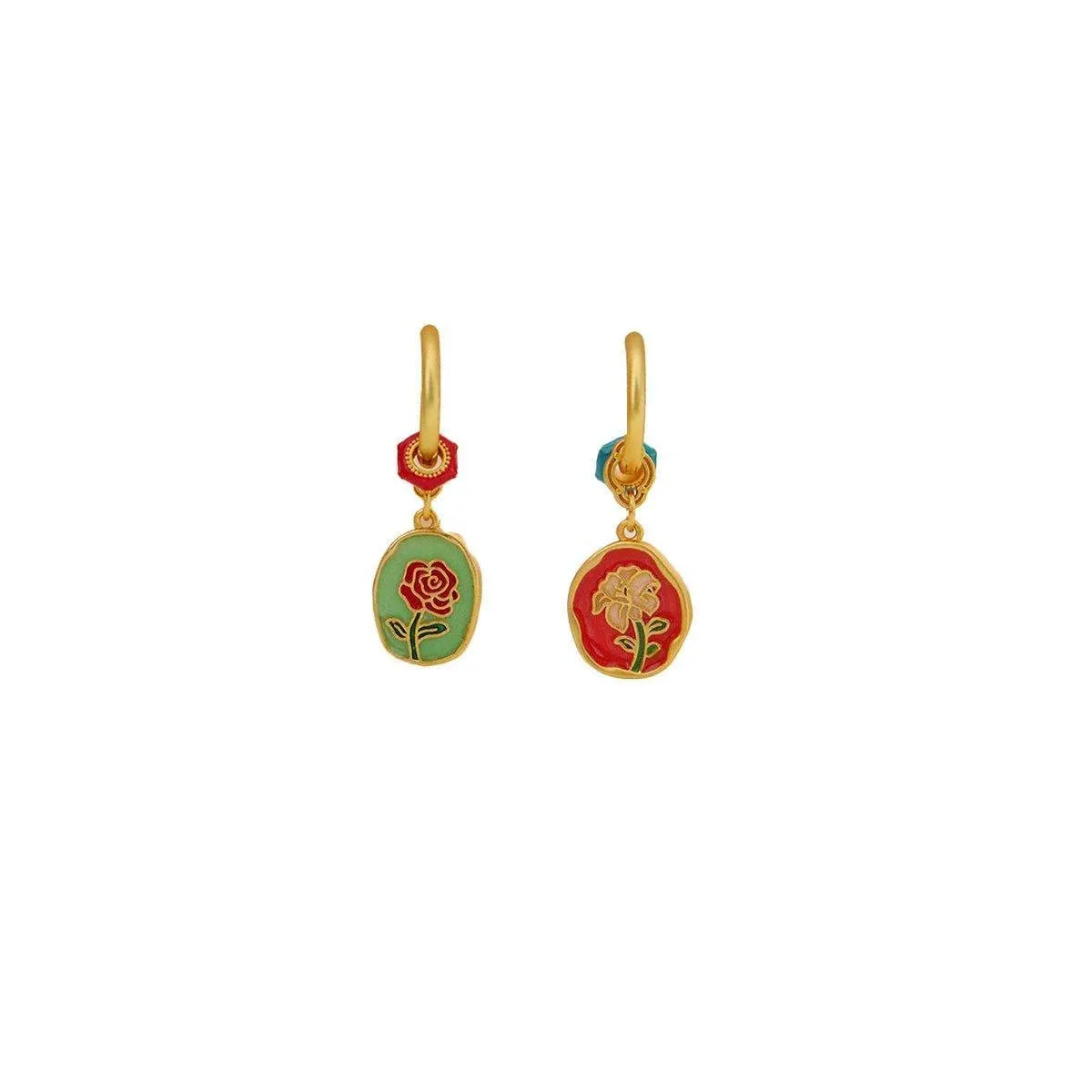 2-Piece Multicolour Floral Drop Earring Pair