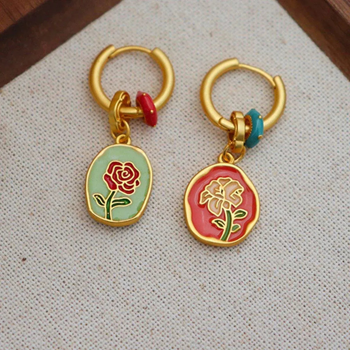 2-Piece Multicolour Floral Drop Earring Pair