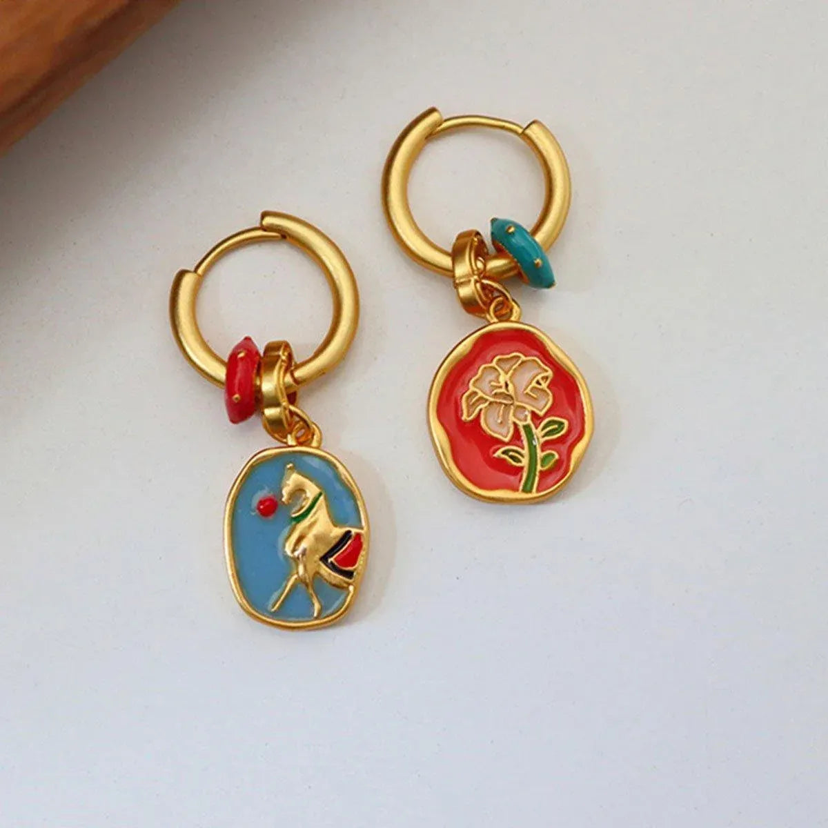 2-Piece Multicolour Floral Drop Earring Pair