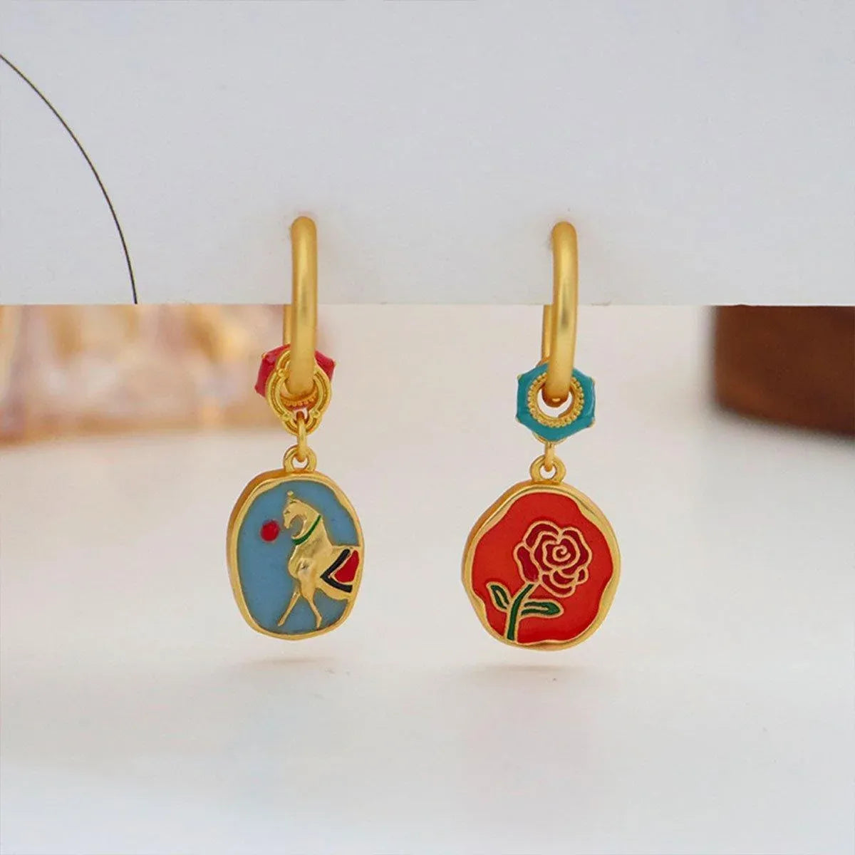 2-Piece Multicolour Floral Drop Earring Pair