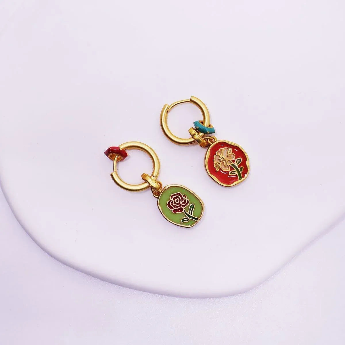 2-Piece Multicolour Floral Drop Earring Pair