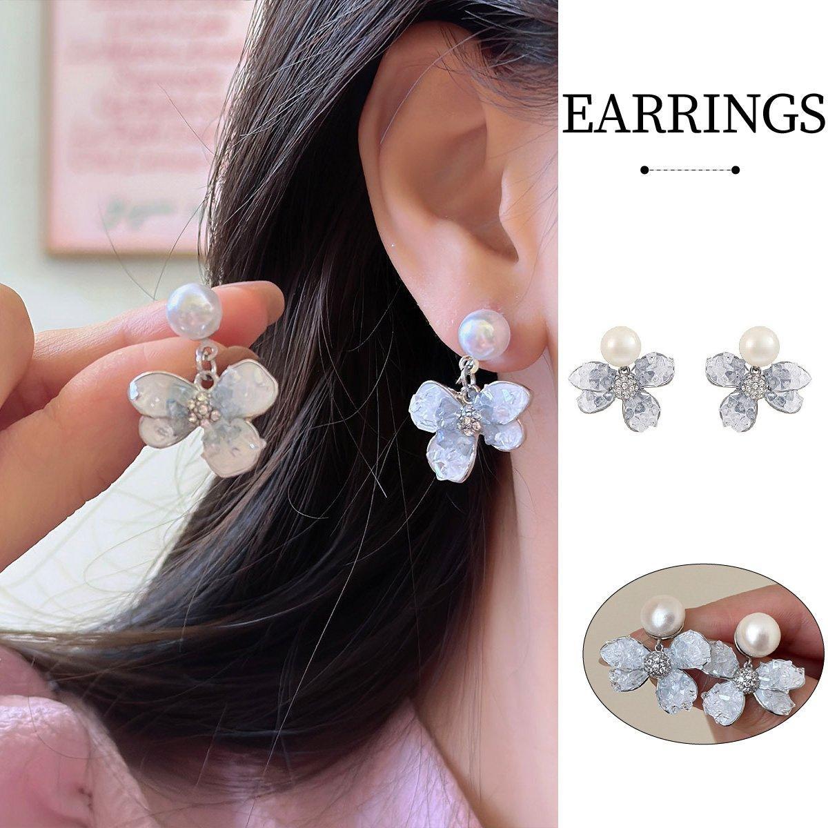 Luxury Crystal Butterfly Bow Earrings Elegant Dangle Fashion Jewelry Women