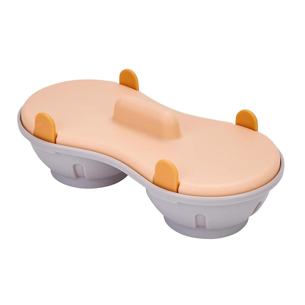 Microwave Egg Steamer With Lid Kitchen Egg Cooker Poacher Steam Box Container - Orange