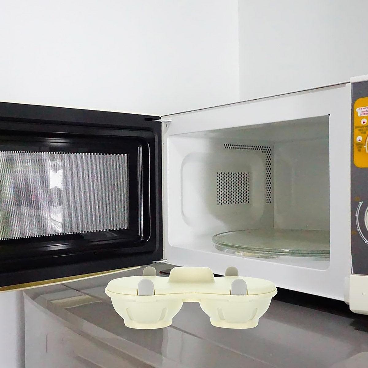 Microwave Egg Steamer With Lid Kitchen Egg Cooker Poacher Steam Box Container - White