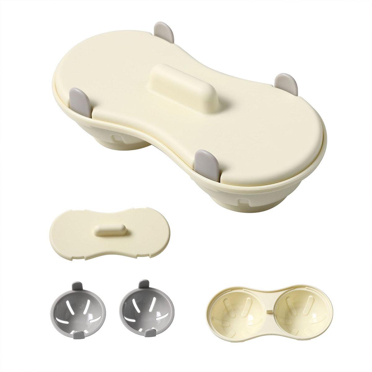 Microwave Egg Steamer With Lid Kitchen Egg Cooker Poacher Steam Box Container - White