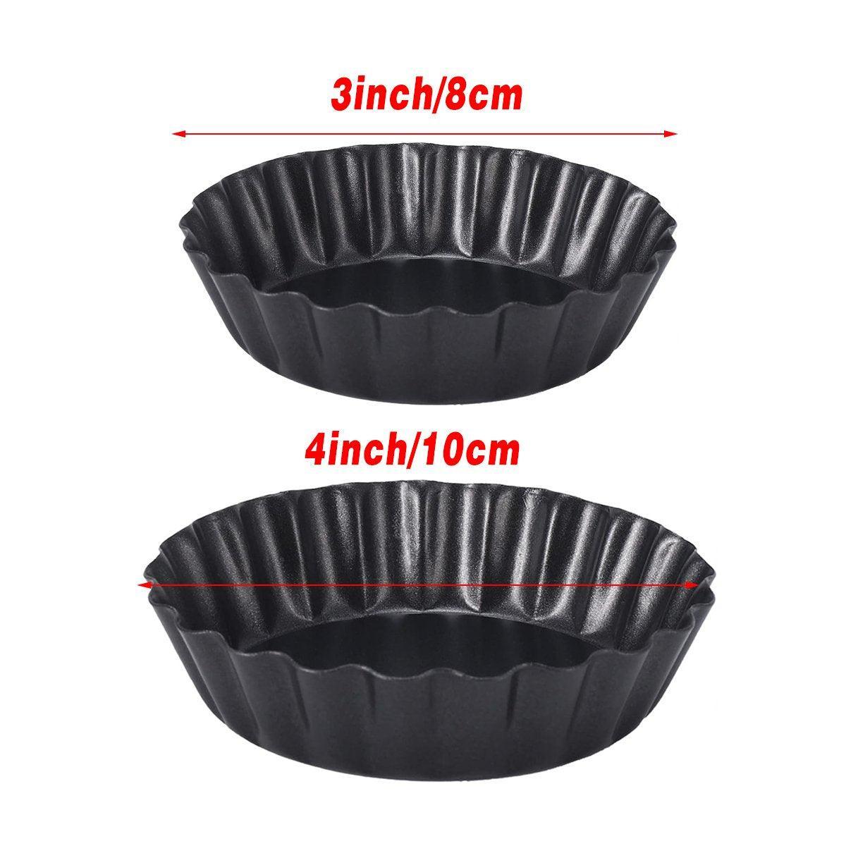 12PCS Mini Detachable Tart Mold Baking Cake Pan Nonstick Bottom Cupcake Molds - 4inch