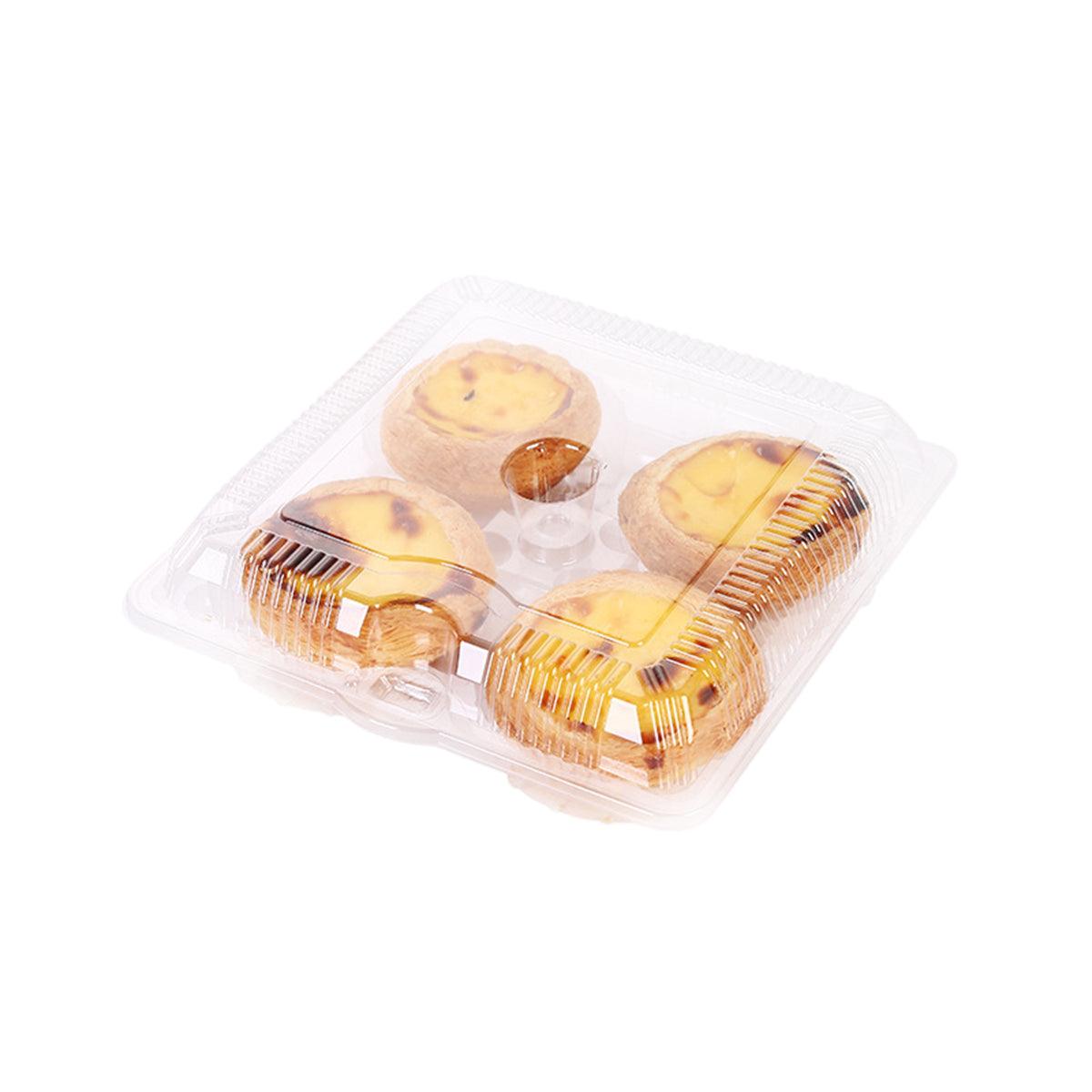 100PCS Transparent Plastic Egg Tart Box Disposable Bakery Packing Container - 9.5x18cm