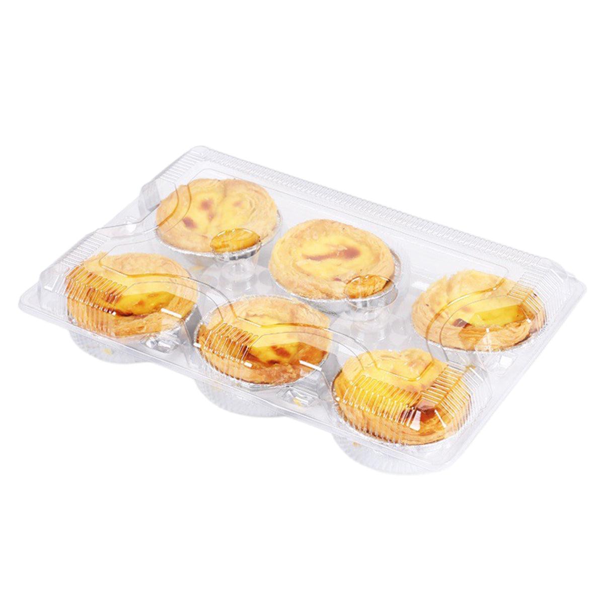 100PCS Transparent Plastic Egg Tart Box Disposable Bakery Packing Container - 9.5x18cm