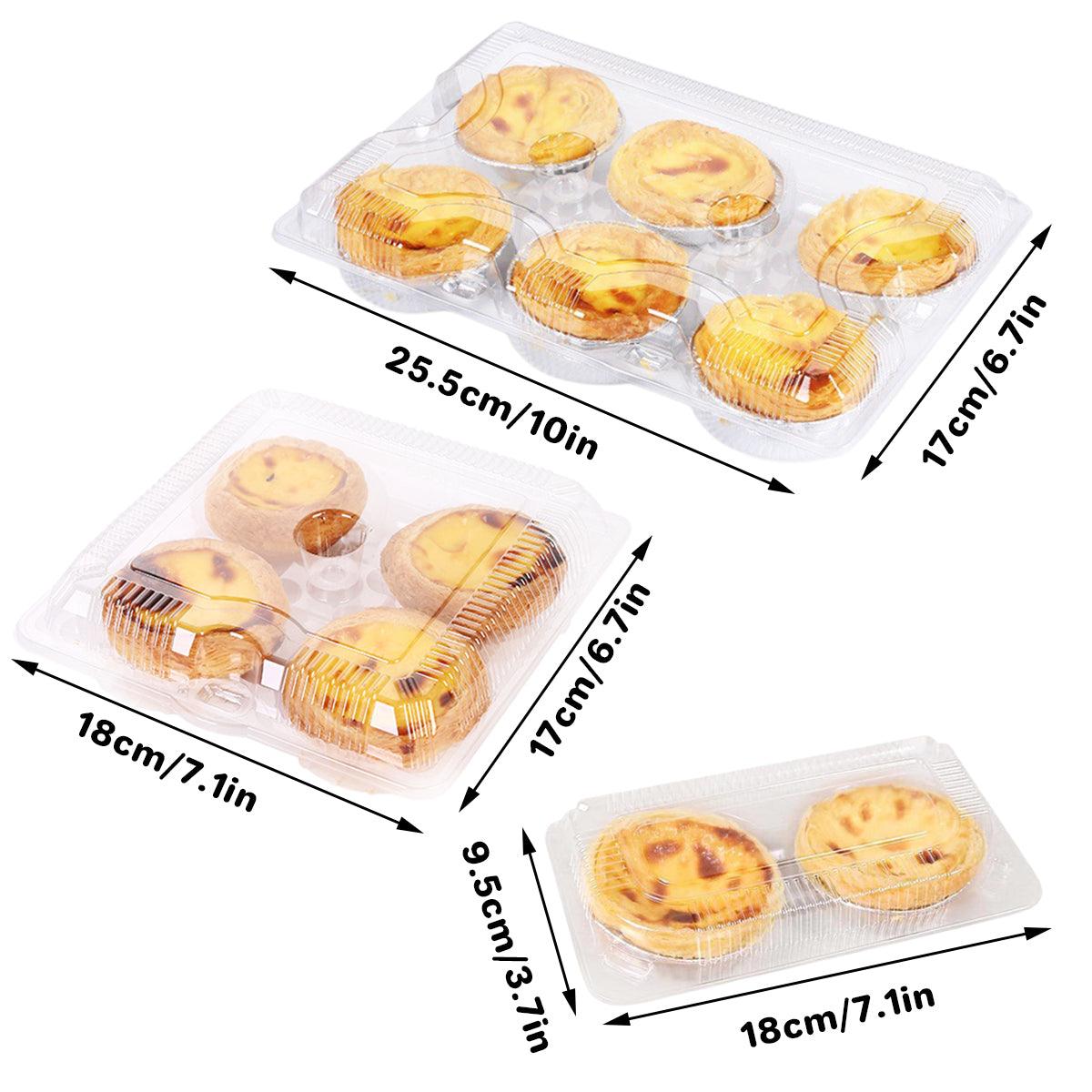 100PCS Transparent Plastic Egg Tart Box Disposable Bakery Packing Container - 17x18cm