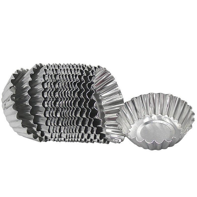 20pcs Aluminium Egg Tart Moulds Non Stick Round Baking Cups for Cupcakes Pies
