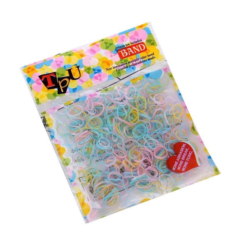 400pcs Small Elastic Rubber Band Hair Ties Multi Colour Black Ponytail Holders - Pearlescent Multi-Colour