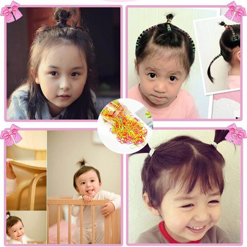 400pcs Small Elastic Rubber Band Hair Ties Multi Colour Black Ponytail Holders - Black