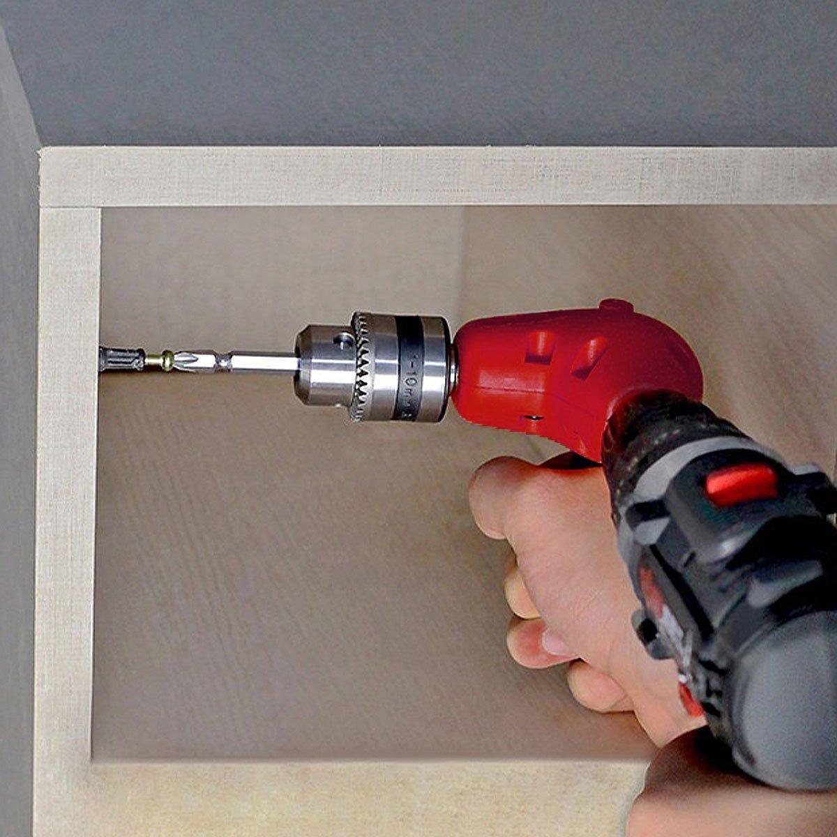 90-Degree Right Angle Drill Attachment 1/4inch Drive Adapter with Chuck Key Tools