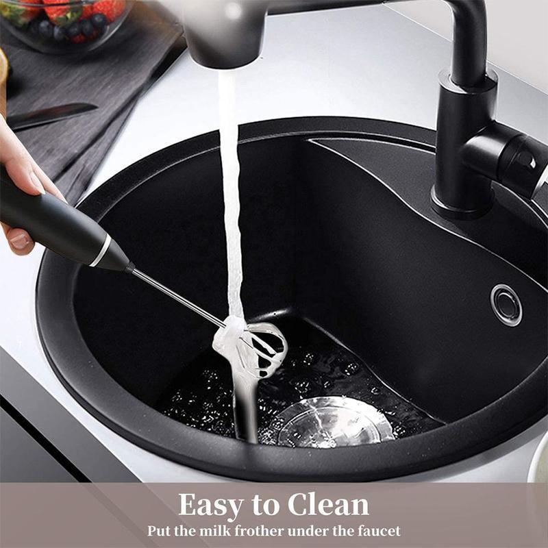 USB Rechargeable Electric Egg Beater Milk Coffee Frother Drink Foamer Mixer Tool - Black