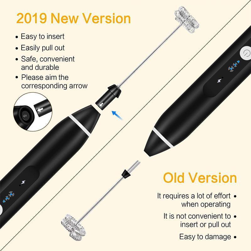 USB Rechargeable Electric Egg Beater Milk Coffee Frother Drink Foamer Mixer Tool - White