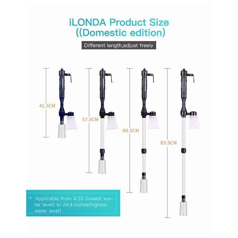 Battery Powered Aquarium Gravel Cleaner with Adjustable Siphon and Filter Bag