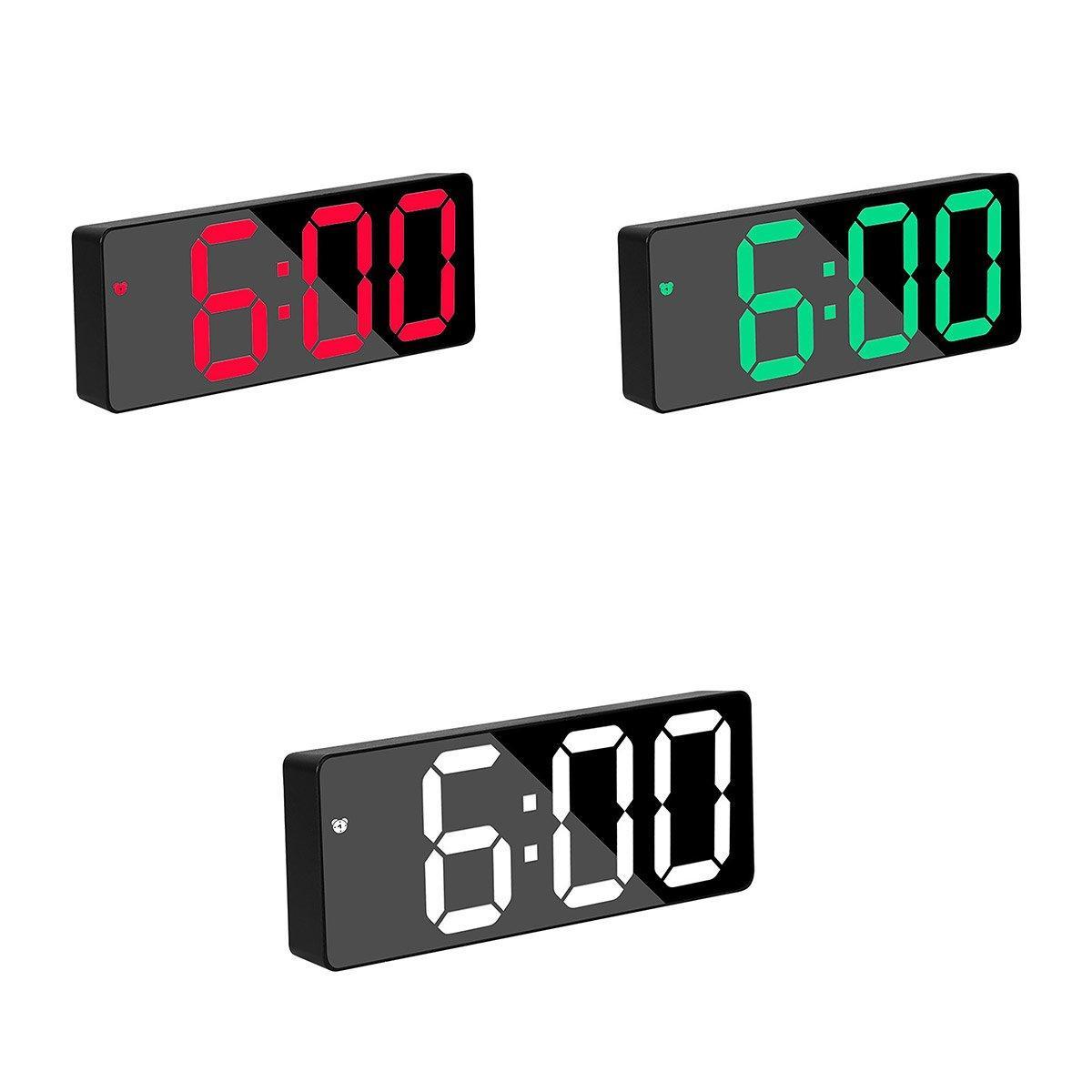 LED Digital Alarm Clock Large Display Dual Power Options Home Office Decor - White