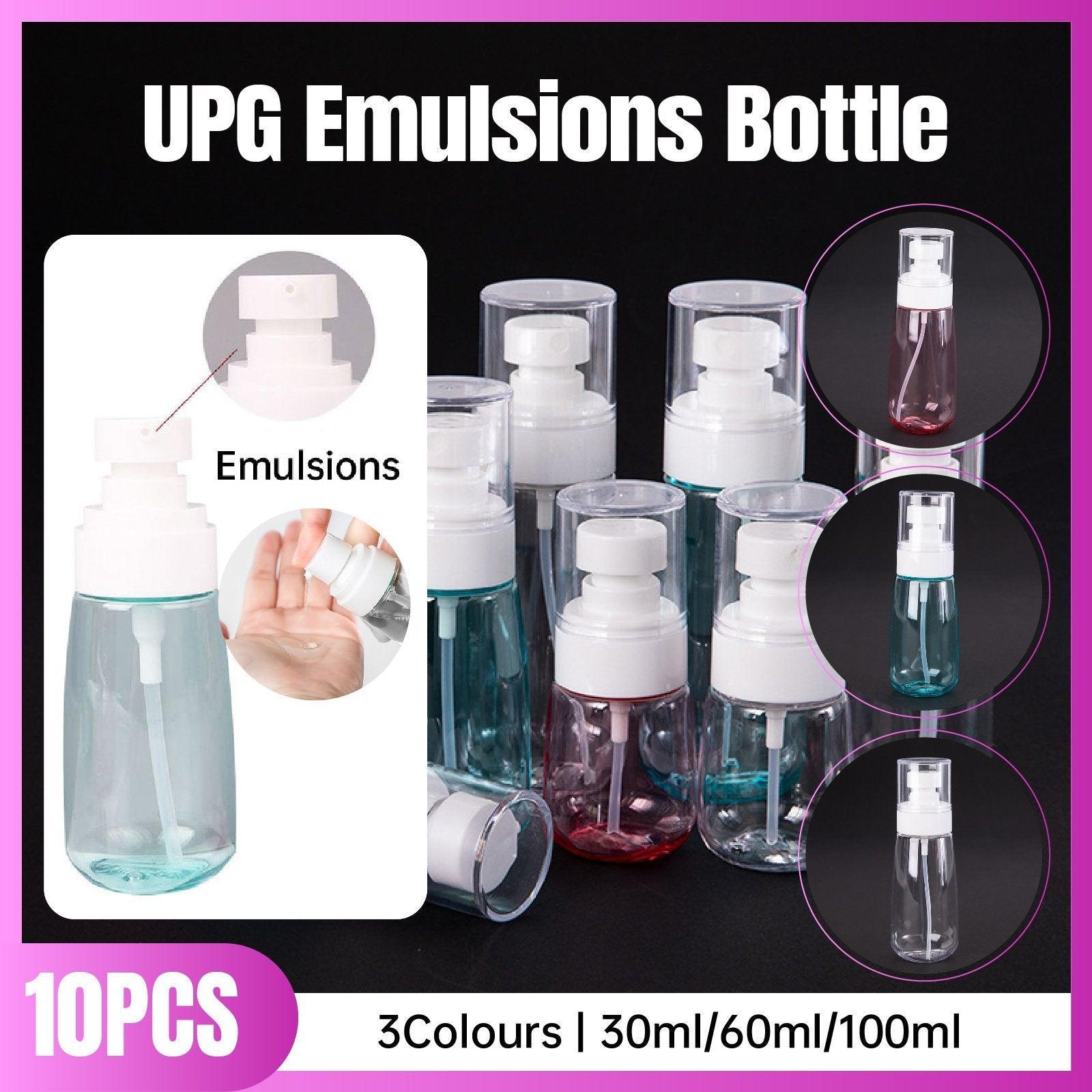 10pcs Portable Travel Emulsion Dispenser Bottle Press Pump Refillable Containers - Clear-100ml