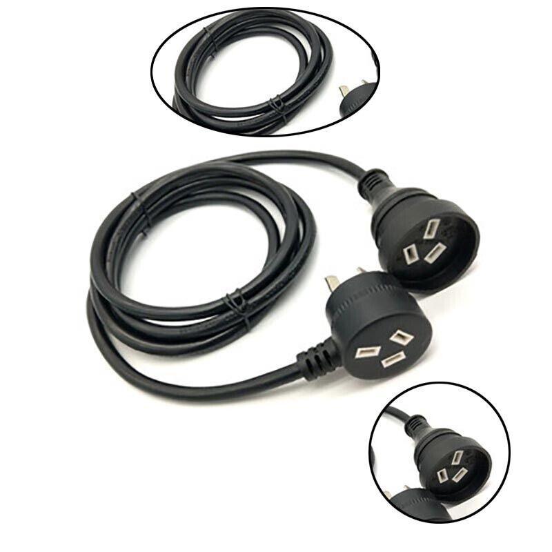 1M Piggyback Extension Cord 240V Power Lead Cable Au 3-Pin Black Au