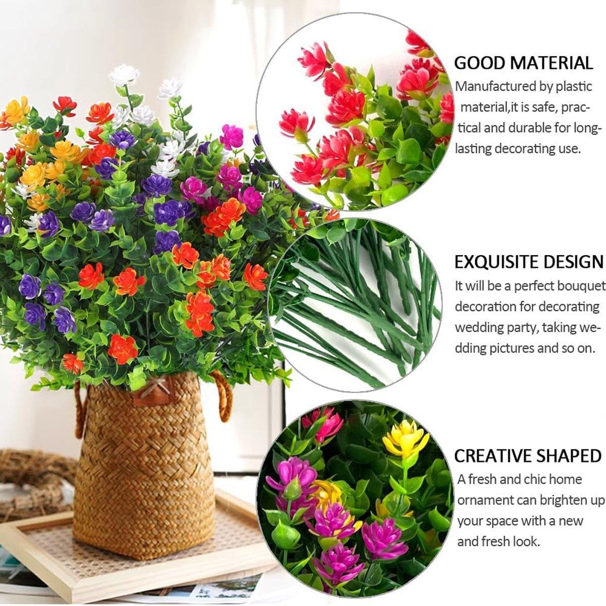 8pcs Artificial Camellia Flowers Realistic Silk Floral Decoration for Home Decor