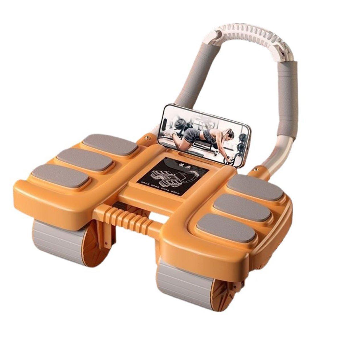 Four Wheel Abdominal Exercise Roller Elbow Support for Core Strength Training - Orange