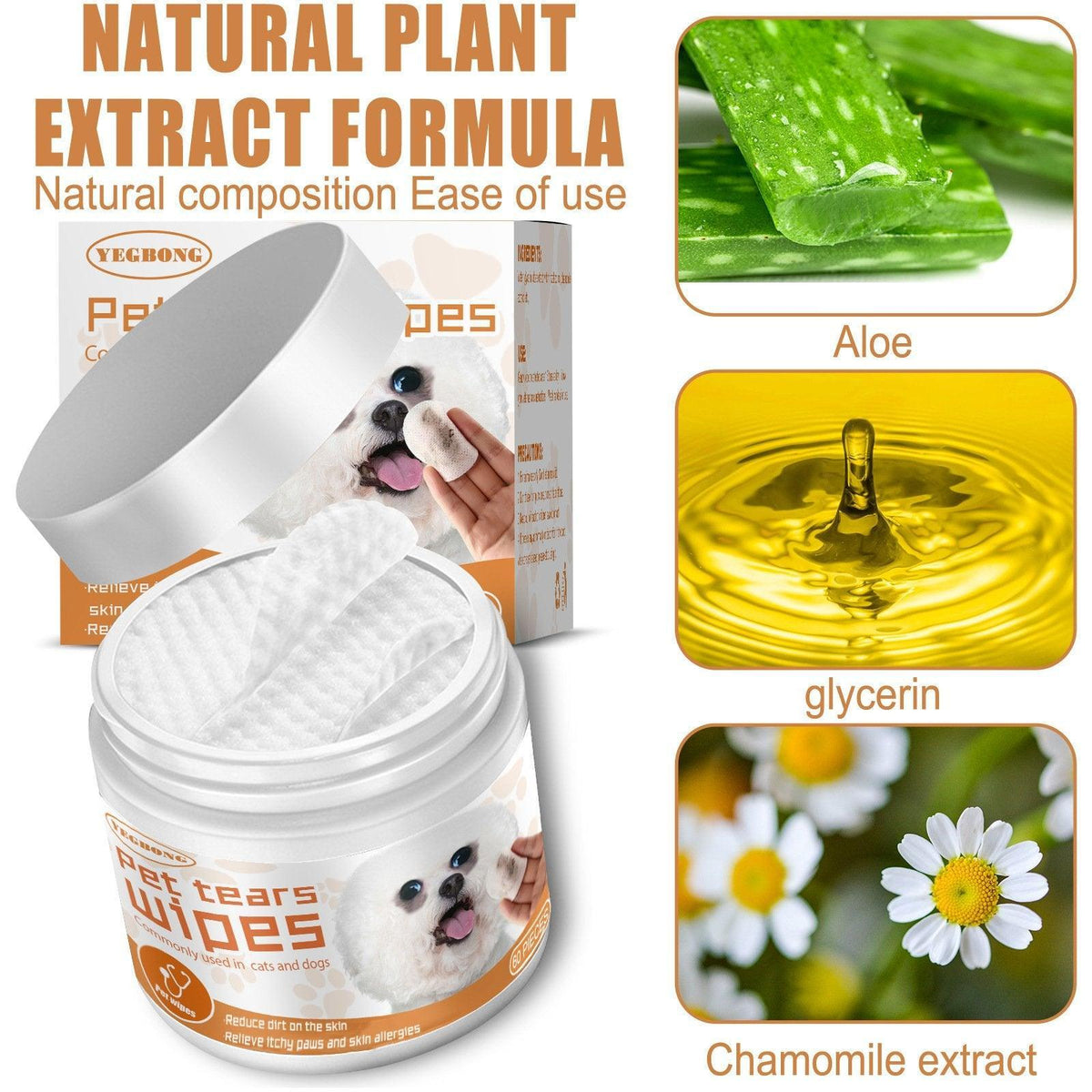 Pet Eye Wipes Clean Dogs Cats Tear Stain Removal Eye Dirt Cleaning Cotton Pads