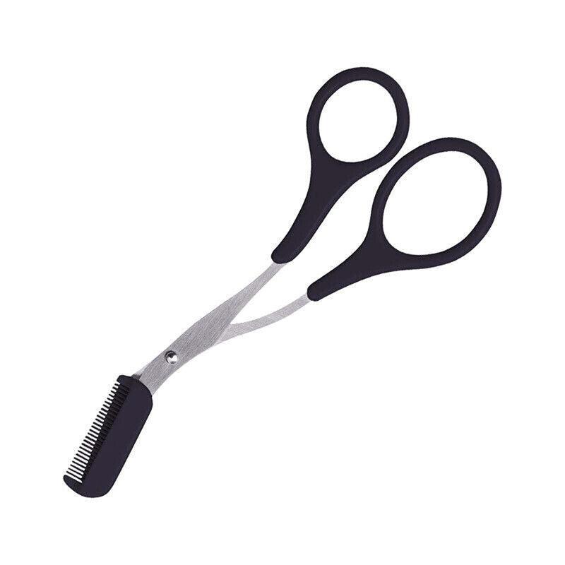Eyebrow Scissors with Comb Stainless Steel Makeup Trimmer Beauty Tool 3 Colours - Pink (Eyebrow Razor + Scissor)