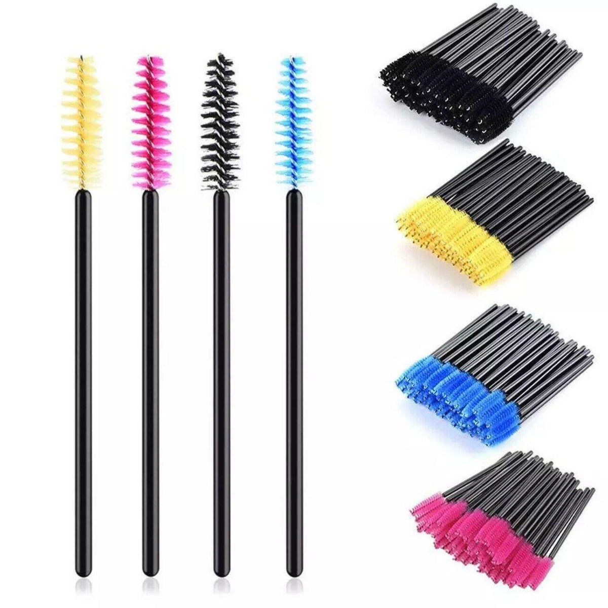50X Disposable Mascara Wands Eyelash Brushes Applicator Lash Extension Brush - Red+Clear