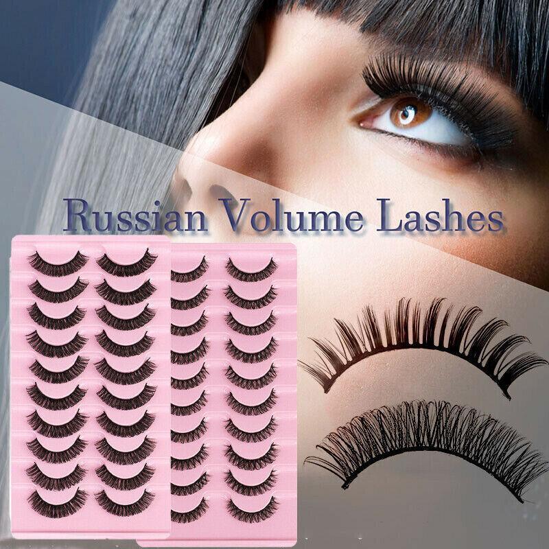 10 Pairs Russian D-Curl Mink False Eyelashes - Full & Curled - DH06-01