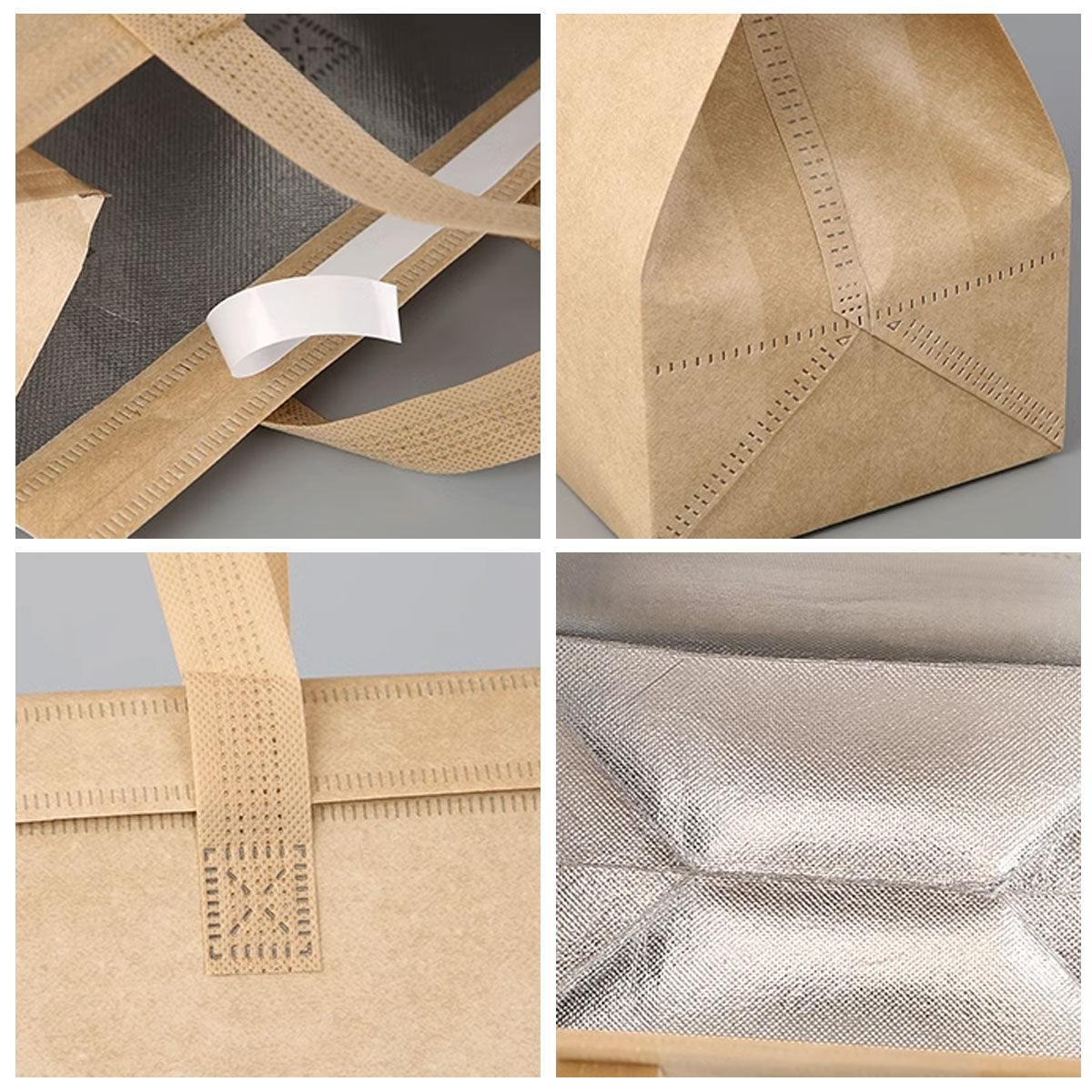 50pcs Thermal Insulation Packing Bag Non Woven Milk Tea Cake Food Storage Bag - White-27x12x10cm