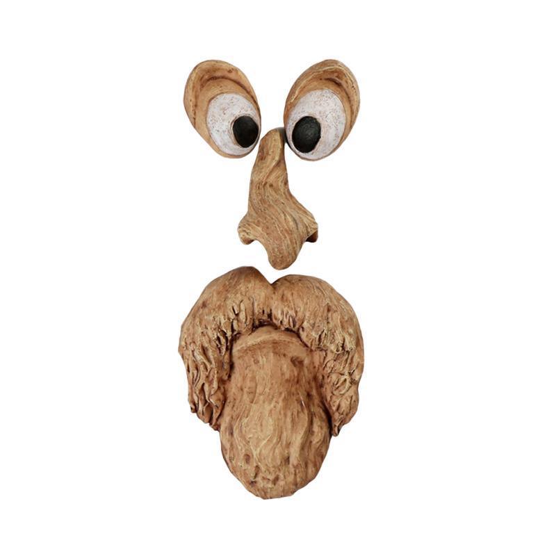 Old Man Tree Hugger Garden Peeker Yard Outdoor Sculpture Whimsical Face Decor - B