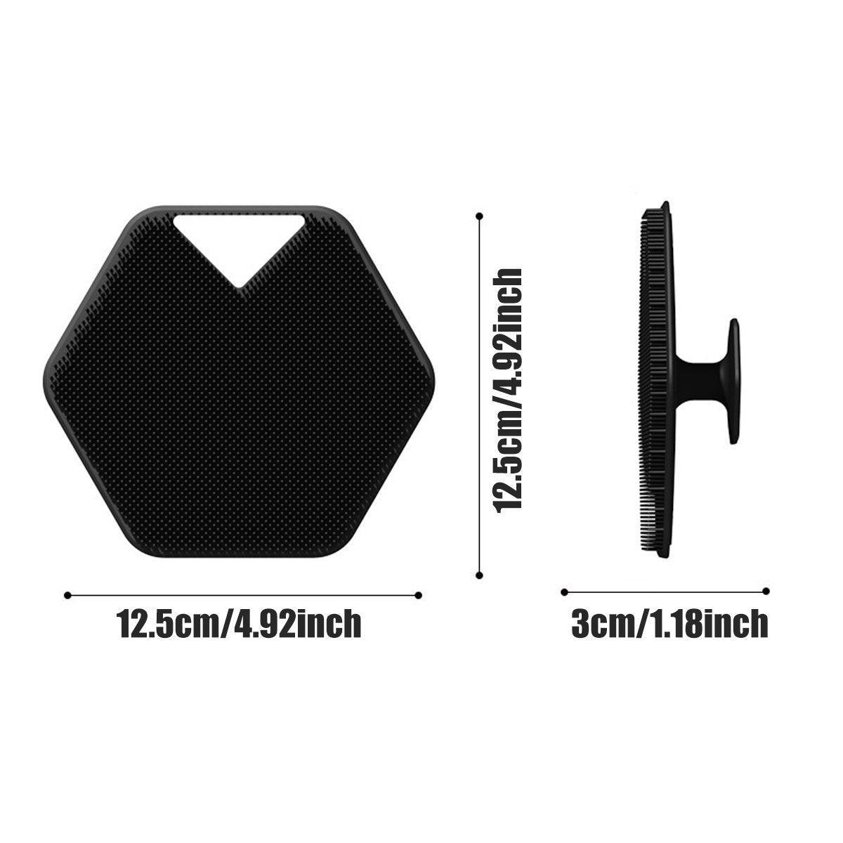 Silicone Bath Brush Soft Bristle Body Scrubber Facial Cleaning Massage Tool - Black