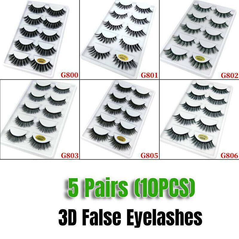 5 Pairs 3D Natural Thick False Fake Eyelashes Eye Lashes Mink Makeup Extension - G800