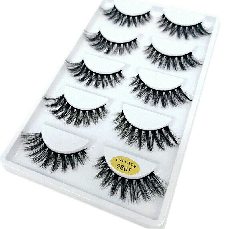 5 Pairs 3D Natural Thick False Fake Eyelashes Eye Lashes Mink Makeup Extension - G800
