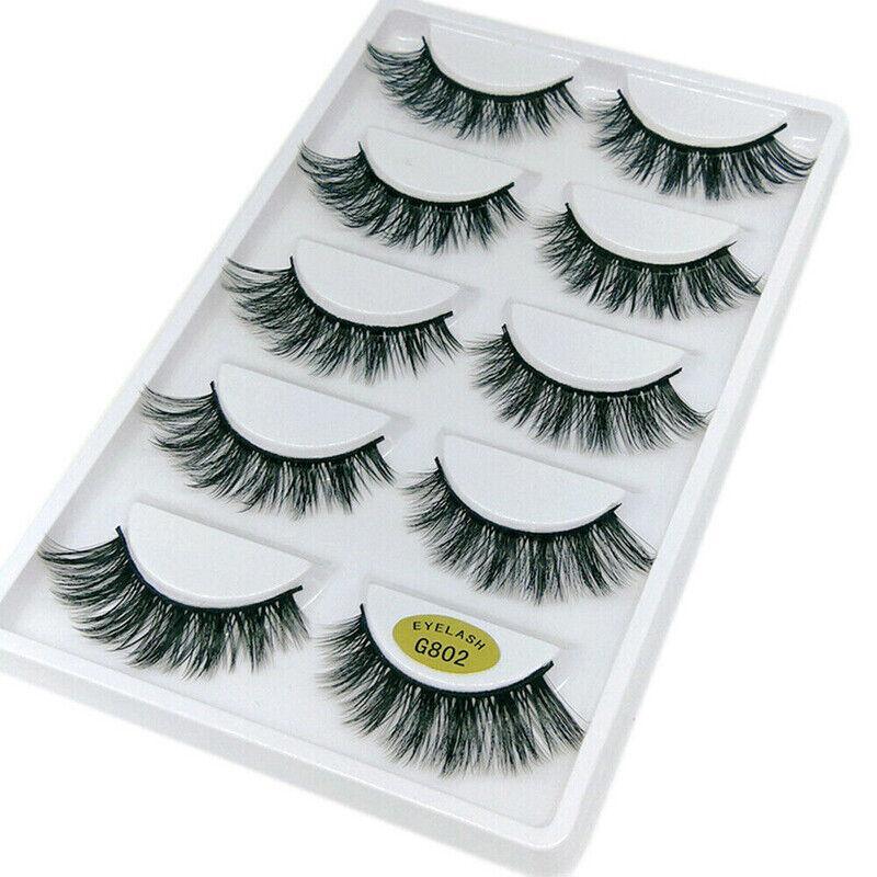 5 Pairs 3D Natural Thick False Fake Eyelashes Eye Lashes Mink Makeup Extension - G800