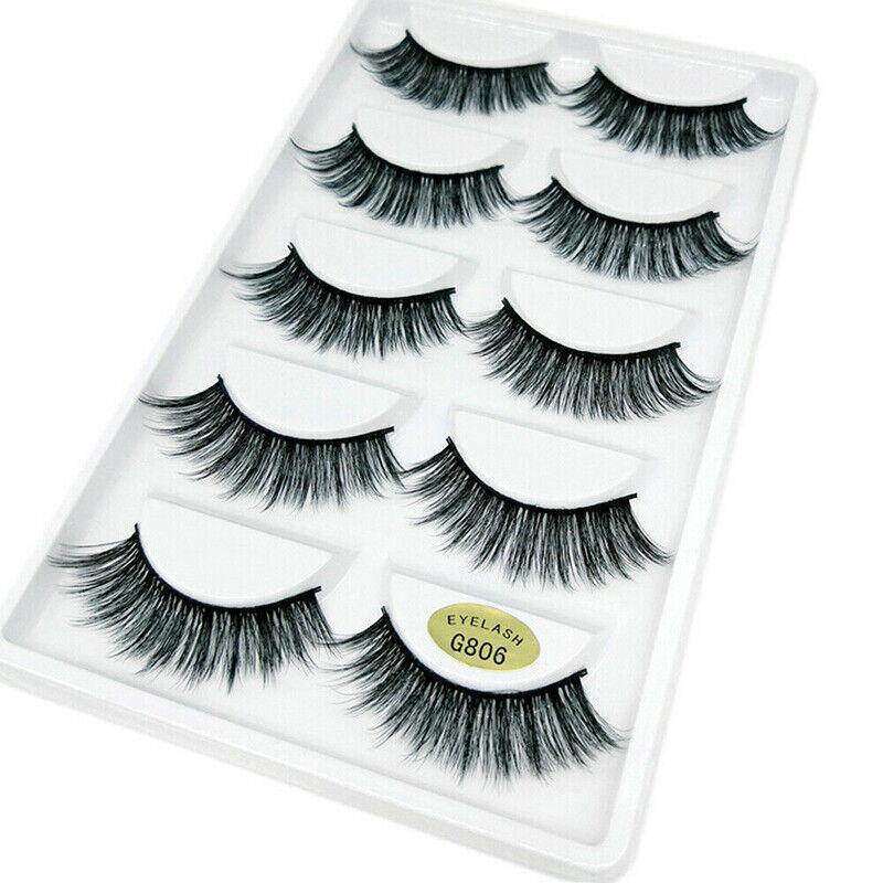 5 Pairs 3D Natural Thick False Fake Eyelashes Eye Lashes Mink Makeup Extension - G800