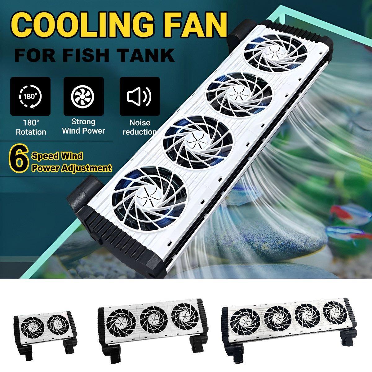 Mini Aquarium Cooling Fan for Fish Shrimp Tanks Quiet Temperature Control - Three head